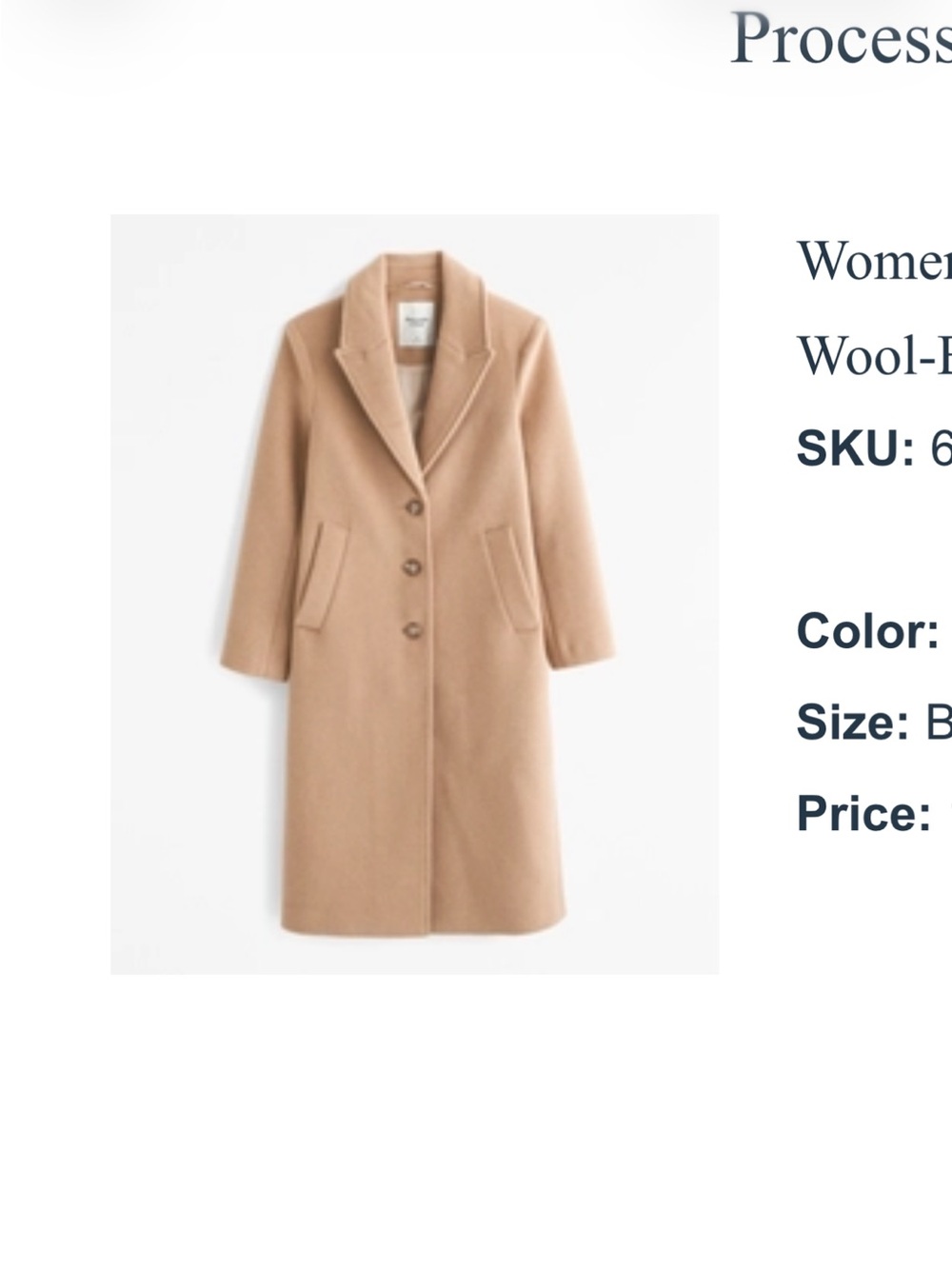 Abercrombie Women’s Wool-Blend Tailored Topcoat